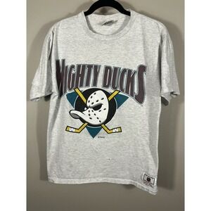 Vintage Mighty Ducks Nutmeg Mills Single Stitch Disney T Shirt Large FLAWS (S)